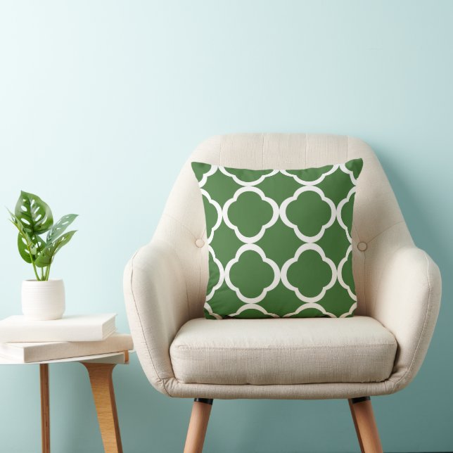 Elegant grön quatrefoil-mönster kudde (Stol)