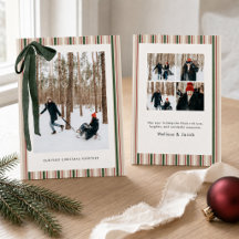 Elegant Grön Röd Kräm Rand Vår Första Jul