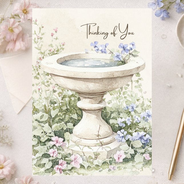 Elegant Grön Rosa Blommig Fontän Tänker På Dig Kort (Skapare uppladdad)