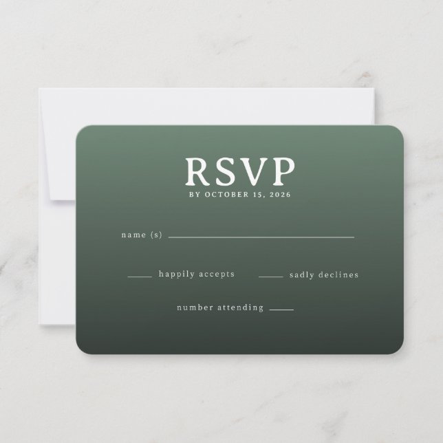 Elegant Grön RSVP-kort OSA Kort (Framsida)