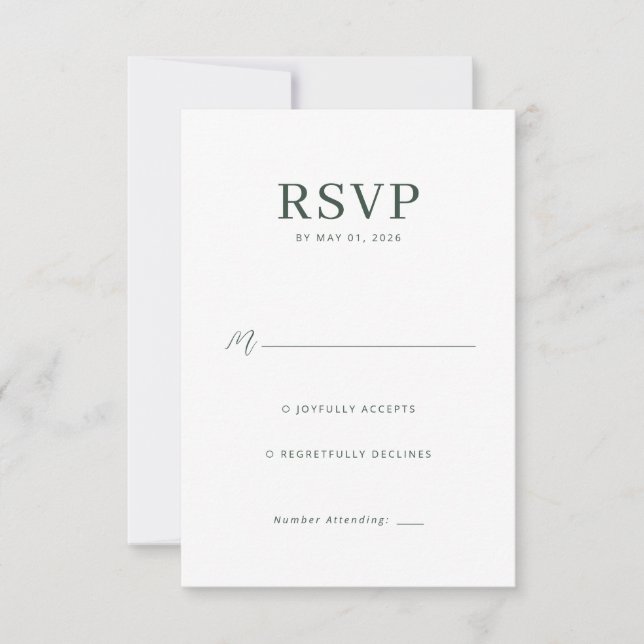 Elegant Grön RSVP-kort OSA Kort (Framsida)