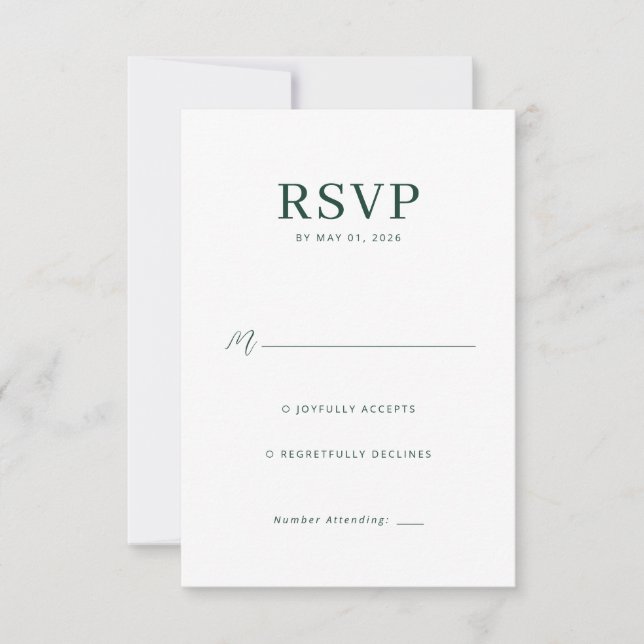 Elegant grön RSVP-kort OSA Kort (Framsida)
