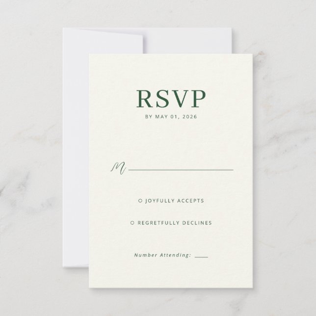 Elegant Grön RSVP-kort OSA Kort (Framsida)
