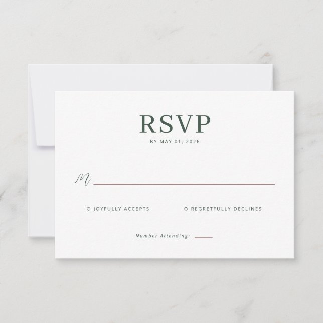 Elegant Grön RSVP-kort OSA Kort (Framsida)