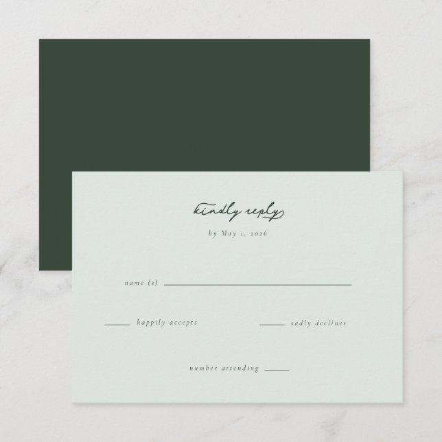 Elegant Grön RSVP-kort OSA Kort (Fram/baksida)