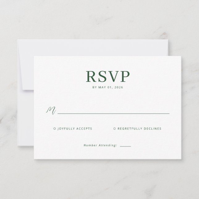 Elegant grön RSVP-kort OSA Kort (Framsida)