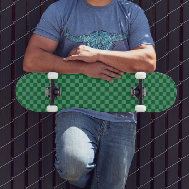 Elegant grön rutig design mini skateboard bräda 18,5 cm (Utomhus 3)