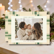 Elegant grön rutig familjefoto jul