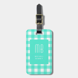 Elegant grön rutig monogram bagagebricka