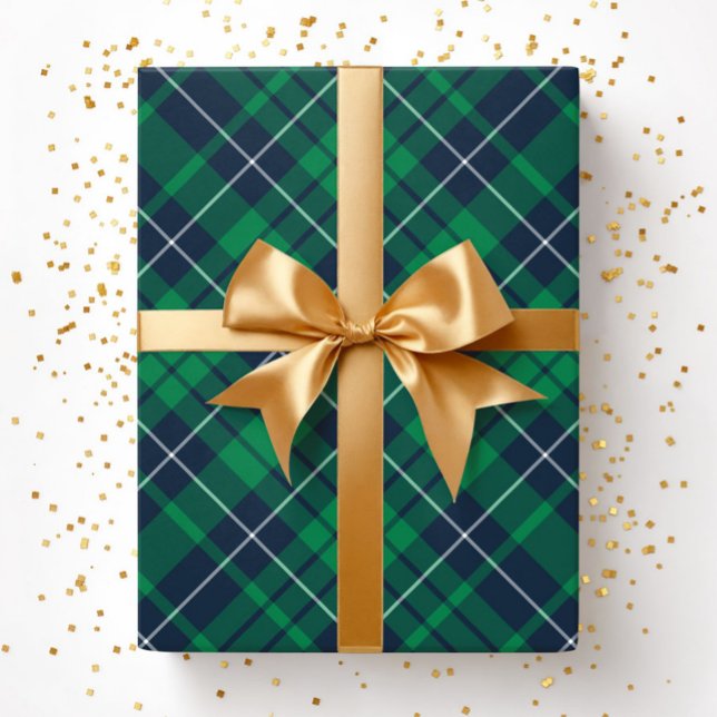 Elegant grön rutig mönster presentpapper (Elegant Green Plaid Pattern Wrapping Paper)