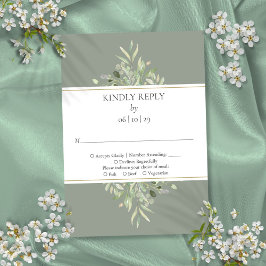 Elegant grön sage grönska guld OSA kort