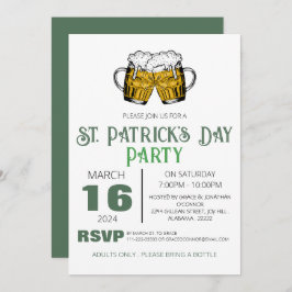 Elegant grön Shamrock St. Patrick's Day-fest Inbjudningar