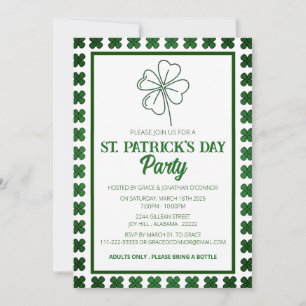 Elegant grön Shamrock St. Patrick's Day-fest Inbjudningar