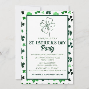 Elegant grön Shamrock St. Patrick's Day-fest Inbjudningar