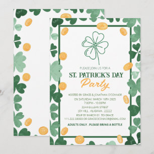 Elegant grön Shamrock St. Patrick's Day-fest Inbjudningar