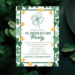 Elegant grön Shamrock St. Patrick's Day-fest Inbjudningar