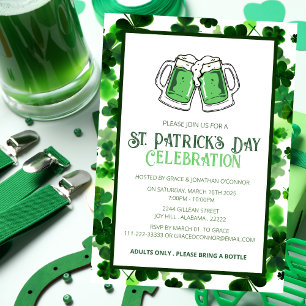 Elegant grön Shamrock St. Patrick's Day-fest Inbjudningar