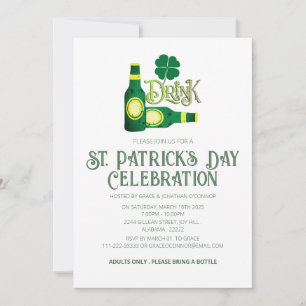 Elegant grön Shamrock St. Patrick's Day-fest Inbjudningar