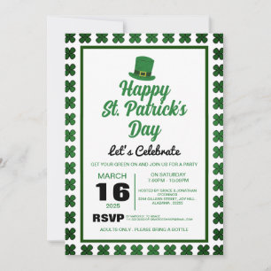 Elegant grön Shamrock St. Patrick's Day-fest Inbjudningar