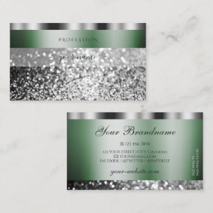 Elegant Grön Silver Glittrande Glitter Shimmrig Visitkort