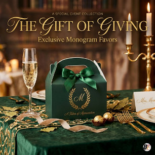 Elegant grön smaragd och guld lagerkrans monogram presentaskar