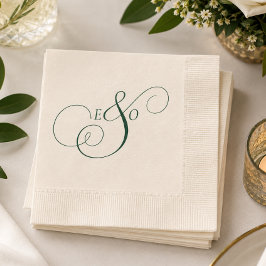Elegant grön smaragdmonogram för bröllop pappersservett