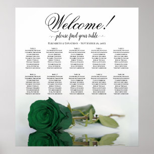 Elegant grön smaragdros 10 Bord Placeringsplan Poster