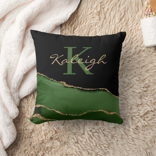 Elegant grön svart guldmarmor Anpassad  Kudde (Filt)