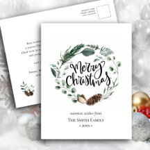 Elegant grön tallkotte bladkrans akvarell