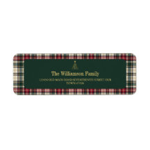 Elegant Grön Tartan Guld Script Julgran