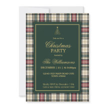 Elegant grön tartan guld skript julfest