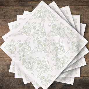 Elegant grön Toile Blommig Botanisk Cocktail Pappersservett