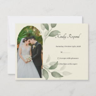 Elegant grön växt vattenfärg bröllop RSVP-kort Anteckningskort