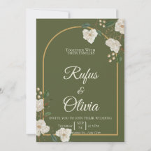 Elegant grön växtlighet bröllopsinbjudan | Olivgrö
