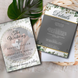 Elegant grön växtlighet Vellum-överdrag Bröllopsin Inbjudningar