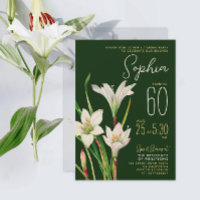 Elegant Grön Vit Lilja 60-års Botanisk Blommig