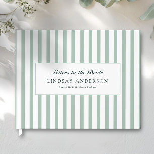 Elegant grön-vit-randig bröllopsdusch gästböcker