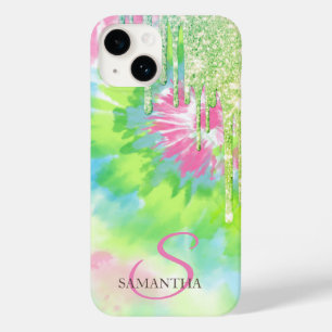 Elegant gröna glitterdroppar Tie Dye