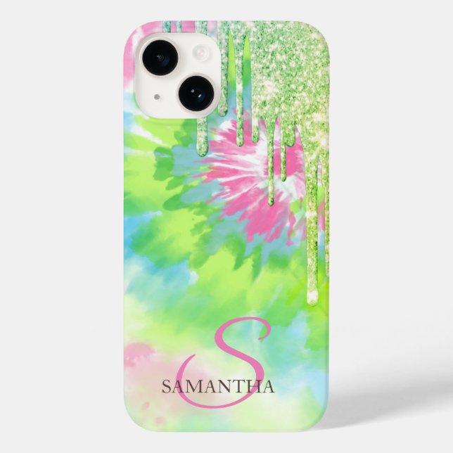 Elegant gröna glitterdroppar Tie Dye (Baksida)