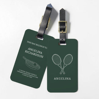 Elegant gröna racket Personlig tennisälskare Bagagebricka
