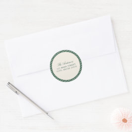 Elegant Gröna Ränder Returadress Runt Klistermärke