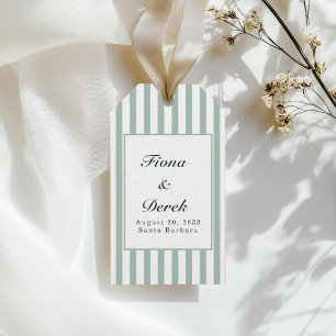 Elegant gröna randiga bröllop presentetikett