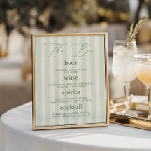 Elegant grönrandig bardryckesmeny vigselskylt