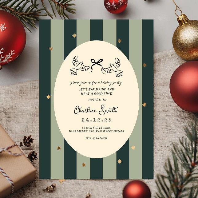 Elegant grönrandig firande inbjudan till julfest (Skapare uppladdad)