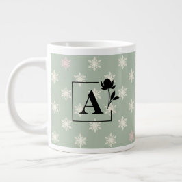 Elegant grönsalvia Snöflinga Monogram Koppen Jumbo Mugg