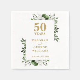 Elegant grönska Blommig 50-års bröllopsdag  Pappersservett