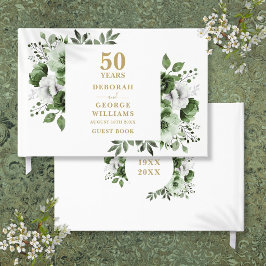 Elegant grönska Blommig 50-års bröllopsjubileum Gästböcker