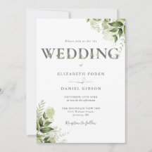 Elegant Grönska Blommig Typografi Bröllop
