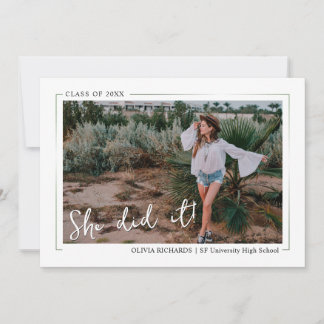 Elegant grönska Boho blomster examensfest Invi Inbjudningar