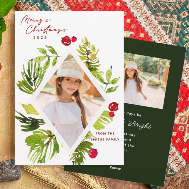 Elegant grönska botaniskt foto  julkort (Skapare uppladdad)